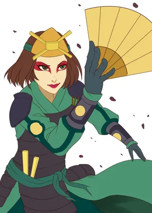 Kyoshi_ Warrior_ Suki_ Fan_ Pose Wallpaper
