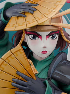 Kyoshi_ Warrior_ Suki_ Fan_ Pose Wallpaper