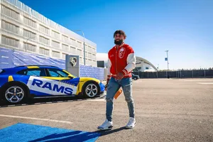 Kyren Williams Rams Sports Car Pose Wallpaper