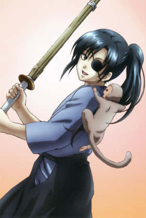 Kyubei Yagyu With Sword And Monkey Wallpaper