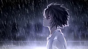 L Death Note Walking Most Beautiful Rain Wallpaper