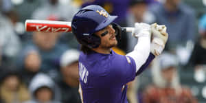 L S U Baseball Player Swinging Bat Wallpaper