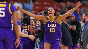 L S U Basketball Player Celebration Wallpaper