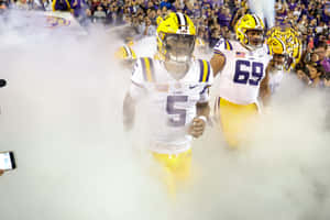 L S U Football Players Entering Stadium Wallpaper