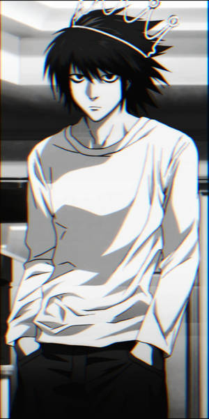 L With Crown From Death Note Phone Wallpaper