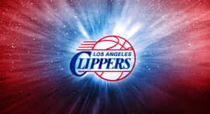 La Clippers Logo Illuminated Against A Stellar Galaxy Wallpaper