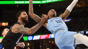 La Clippers Marcus Morris Foul Versus Memphis Grizzlies Wallpaper