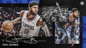 La Clippers Nba Superstar Paul George Illustration Wallpaper