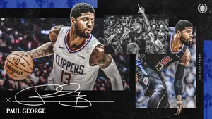 La Clippers Nba Superstar Paul George Illustration Wallpaper