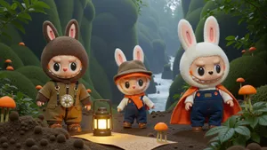 Labubu Adventure Characters Wallpaper