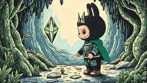 Labubu Adventure In Enchanted Forest Wallpaper