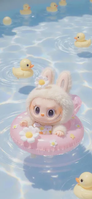 Labubu Bunny Float Wallpaper