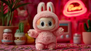 Labubu Bunny Plush Toy Wallpaper