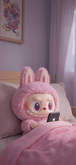 Labubu Bunny Using Iphone Wallpaper