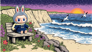 Labubu By The Seaside Wallpaper