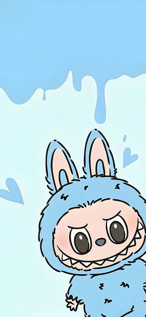Labubu Cute Blue Wallpaper Wallpaper