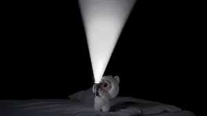 Labubu Exploring Dark Cave Wallpaper