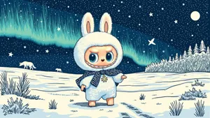 Labubu In Arctic Wonderland Wallpaper