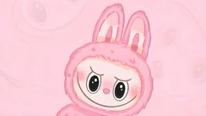 Labubu Pink Bunny Costume Wallpaper