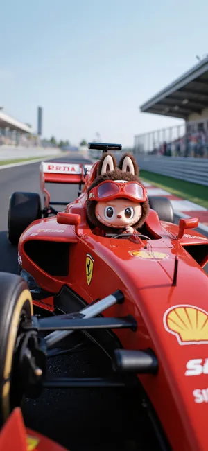 Labubu Racing Car Toy Wallpaper