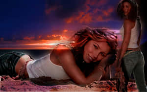 Lacey Chabert Posing Elegantly In A Stunning Outfit Wallpaper