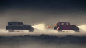 Lackadaisy Car Chase Nighttime Wallpaper