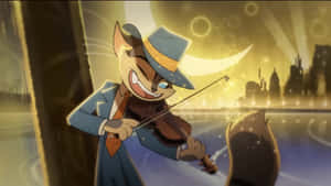 Lackadaisy Cat Violinist Sunset Wallpaper