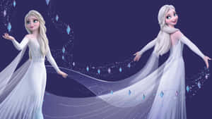 Lady Elsa In Her Snowy White Dress From Disney's Frozen 2 Wallpaper