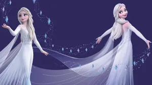 Lady Elsa In Her Snowy White Dress From Disney's Frozen 2 Wallpaper