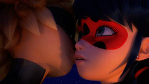 Ladybug And Cat Noir Kiss Mask Wallpaper