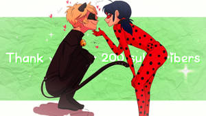 Ladybug And Cat Noir Kiss Petting Wallpaper