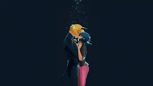 Ladybug And Cat Noir Romantic Hug Wallpaper