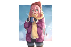 Laid Back Camp Nadeshiko Kagamihara Art Wallpaper