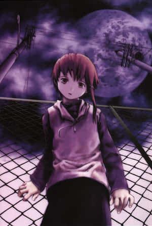 Lain Iwakura Moonlit Night Wallpaper