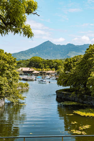 Lake Mountain Trees In Nicaragua Wallpaper