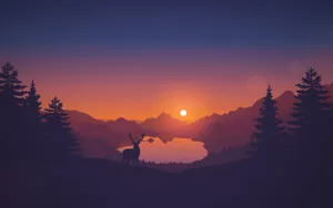 Lake View Vector Art Wallpaper