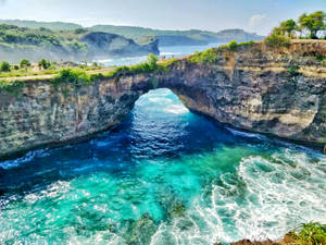 Lake With Stone Arch Wallpaper