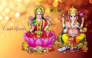 Lakshmi Devi And Ganesh Poster Wallpaper