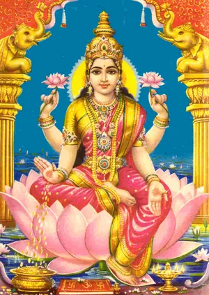 Lakshmi Devi With Elephant Arch Wallpaper