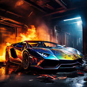 Lamborghini Aventador Engulfedin Flames Wallpaper