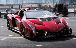 Lamborghini Veneno Showcasing Its Sleek Design And Powerful Presence Wallpaper