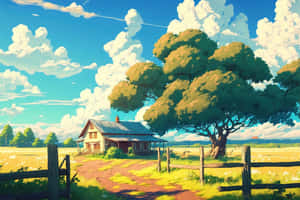 Landscape View Of A Farm Wallpaper