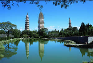 Landscape View Of Three Pagodas Wallpaper