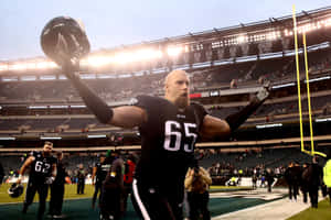 Lane Johnson Celebrating Victoryat Stadium Wallpaper