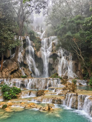 Laos Magical Kuang Si Falls Wallpaper