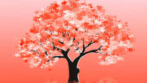 Laptop With An Autumnal Forest Background Wallpaper