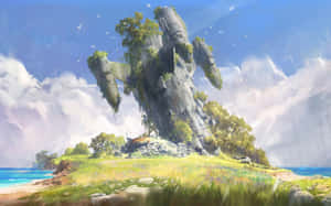 Laputa This Floating Castle In The Sky, An Iconic Scene From The Renowned Studio Ghibli Movie Laputa Castle In The Sky. Wallpaper