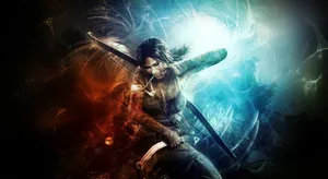 Lara Croft Action Artwork Wallpaper