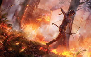 Lara Croft Action Scene Wallpaper