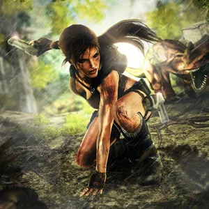 Lara Croft Diving For Buried Treasure. Wallpaper